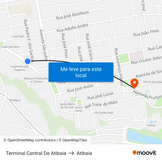 Terminal Central De Atibaia to Atibaia map