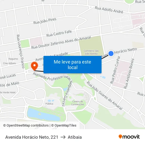 Avenida Horácio Neto, 221 to Atibaia map