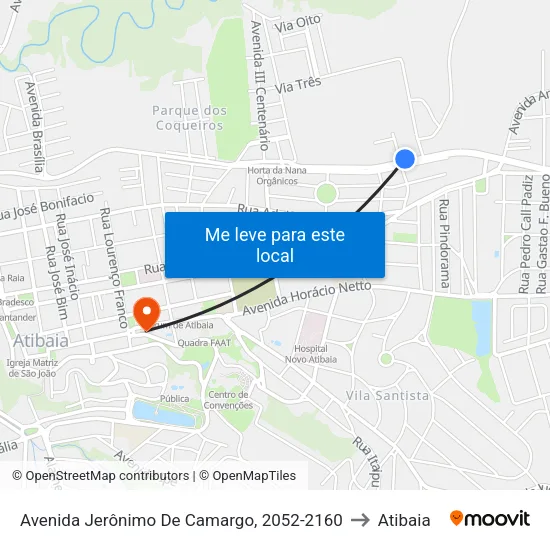 Avenida Jerônimo De Camargo, 2052-2160 to Atibaia map