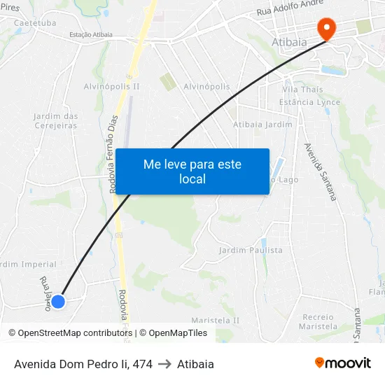 Avenida Dom Pedro Ii, 474 to Atibaia map