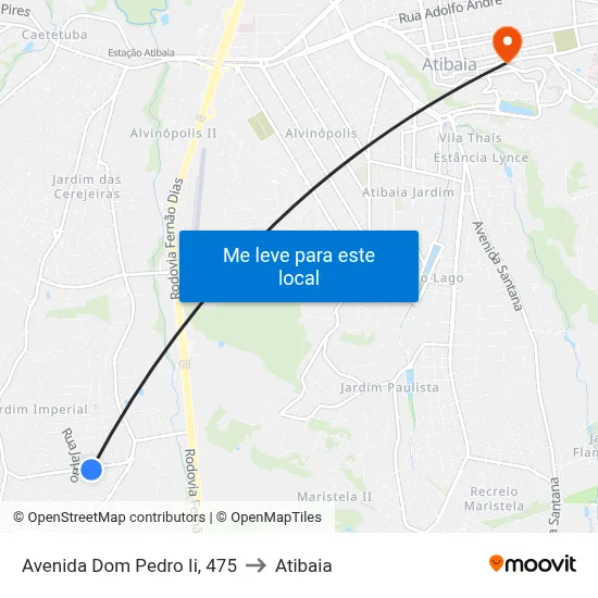 Avenida Dom Pedro Ii, 475 to Atibaia map