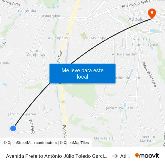 Avenida Prefeito Antônio Júlio Toledo Garcia Lopes, 3385b to Atibaia map