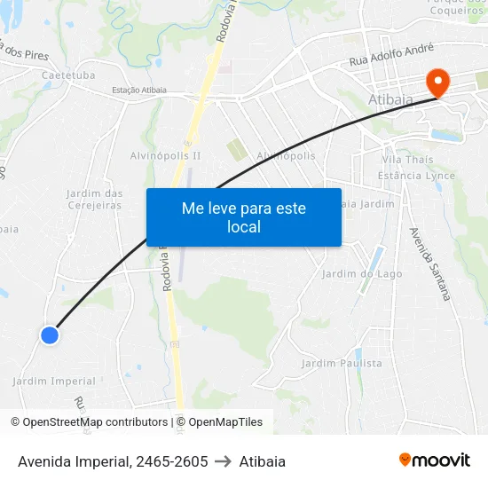 Avenida Imperial, 2465-2605 to Atibaia map