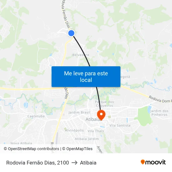 Rodovia Fernão Dias, 2100 to Atibaia map