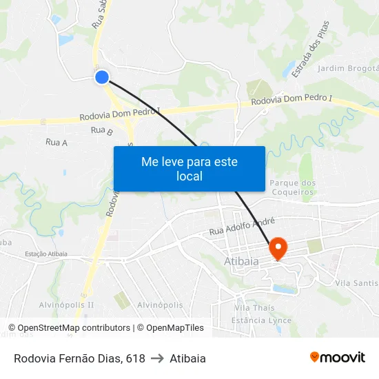 Rodovia Fernão Dias, 618 to Atibaia map