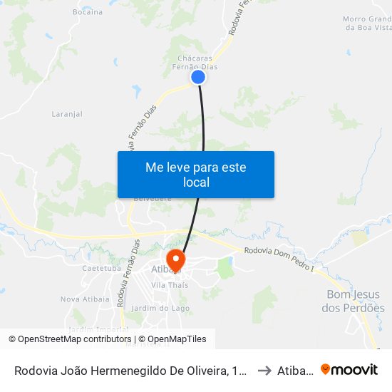 Rodovia João Hermenegildo De Oliveira, 145 to Atibaia map