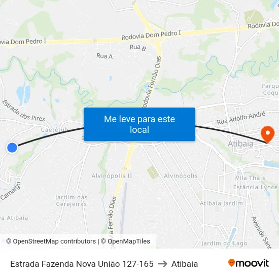 Estrada Fazenda Nova União 127-165 to Atibaia map