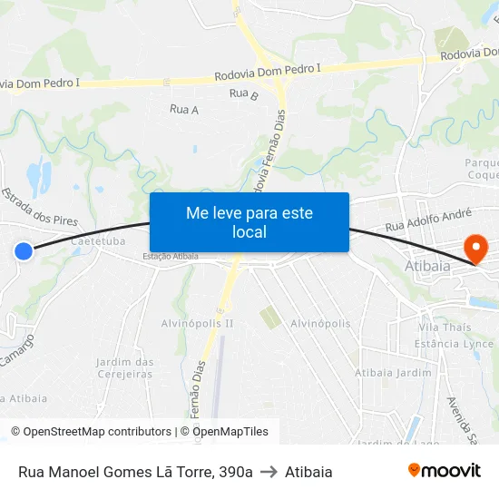 Rua Manoel Gomes Lã Torre, 390a to Atibaia map