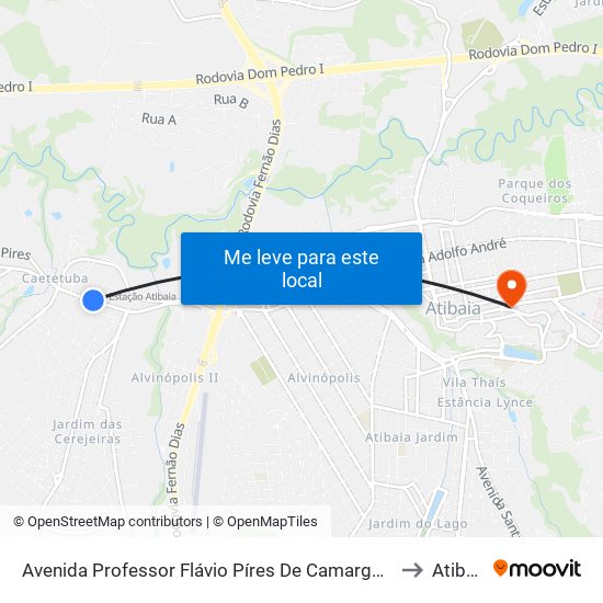 Avenida Professor Flávio Píres De Camargo 1114 to Atibaia map