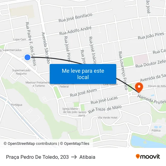 Praça Pedro De Toledo, 203 to Atibaia map