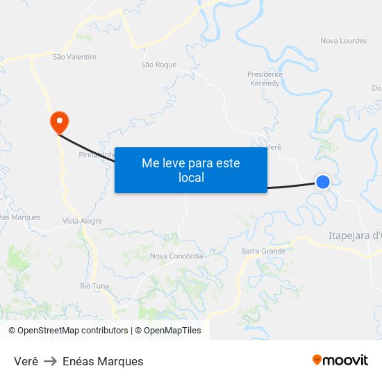 Verê to Enéas Marques map