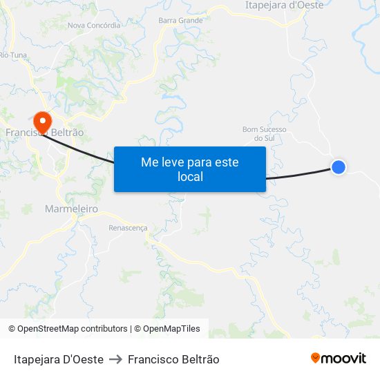 Itapejara D'Oeste to Francisco Beltrão map