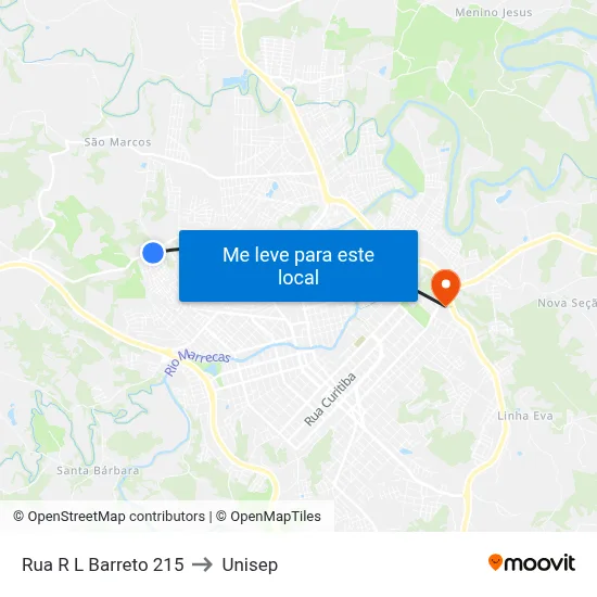 Rua R L Barreto 215 to Unisep map