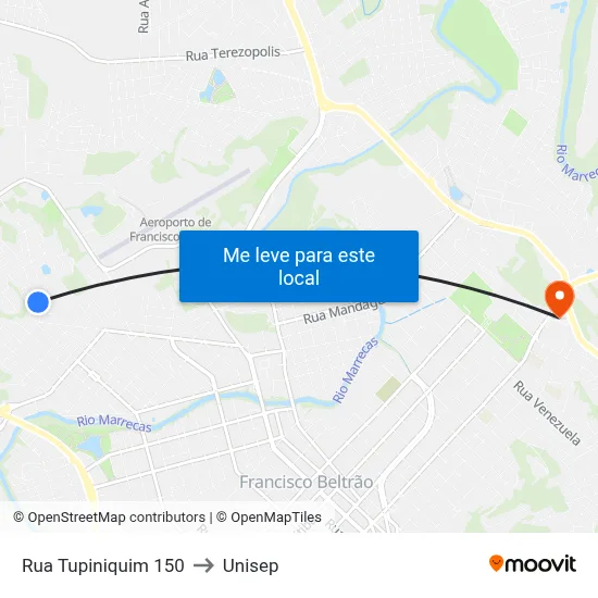 Rua Tupiniquim 150 to Unisep map