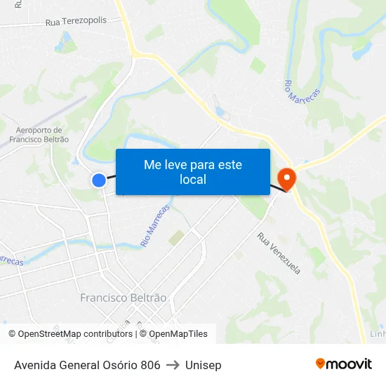 Avenida General Osório 806 to Unisep map