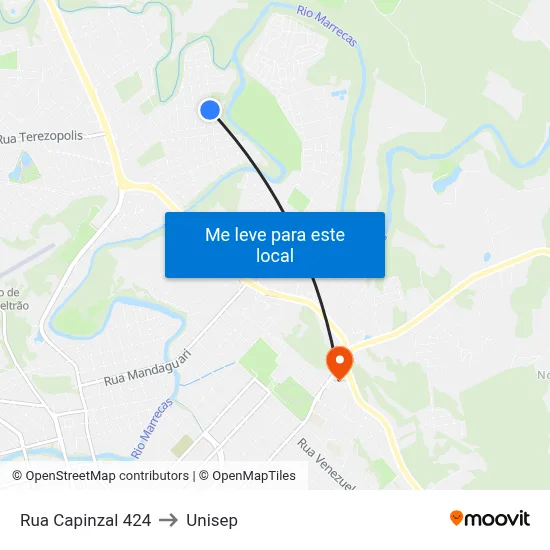 Rua Capinzal 424 to Unisep map