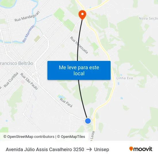Avenida Júlio Assis Cavalheiro 3250 to Unisep map