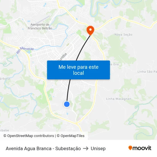 Avenida Agua Branca - Subestação to Unisep map