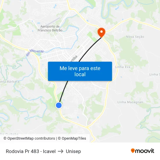 Rodovia Pr 483 - Icavel to Unisep map