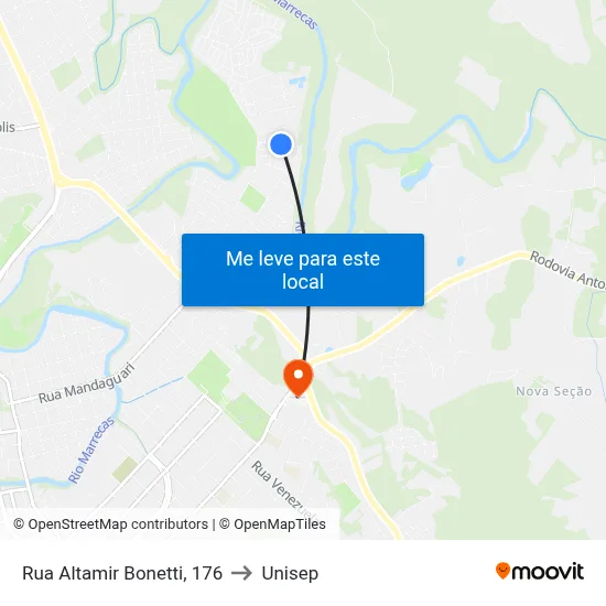 Rua Altamir Bonetti, 176 to Unisep map