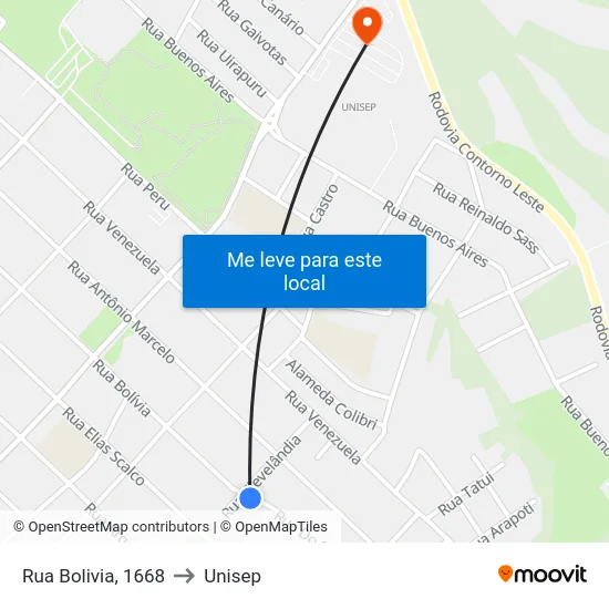 Rua Bolivia, 1668 to Unisep map
