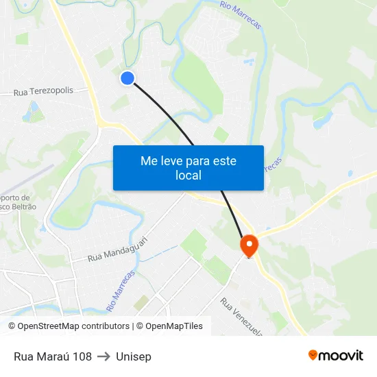 Rua Maraú 108 to Unisep map