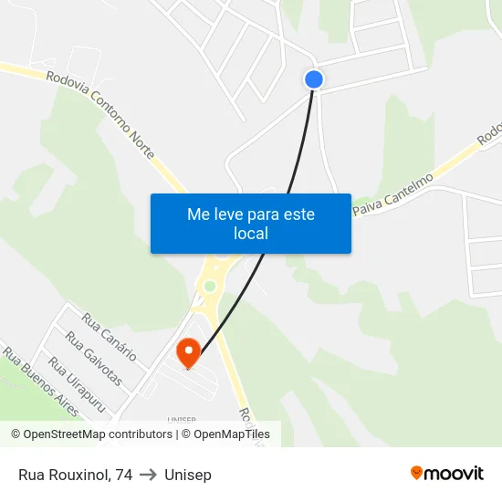 Rua Rouxinol, 74 to Unisep map