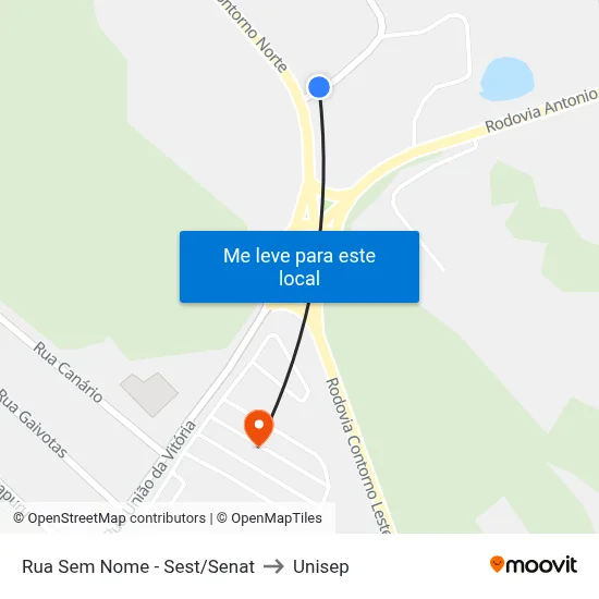 Rua Sem Nome - Sest/Senat to Unisep map
