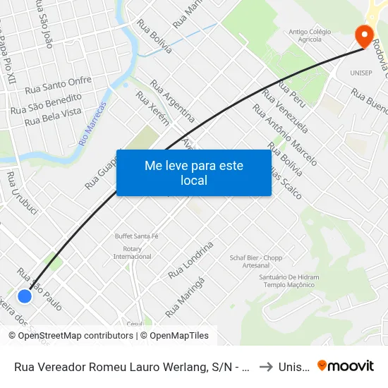 Rua Vereador Romeu Lauro Werlang, S/N - Centro to Unisep map