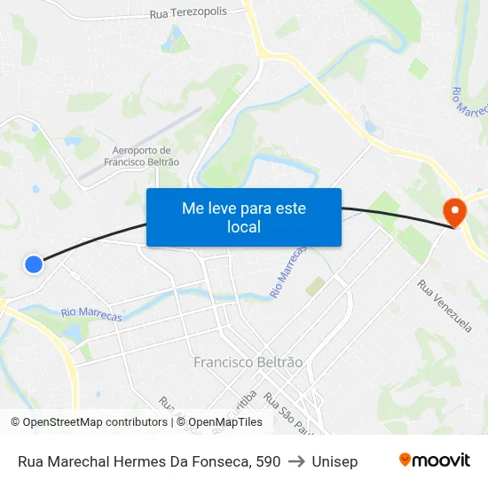 Rua Marechal Hermes Da Fonseca, 590 to Unisep map
