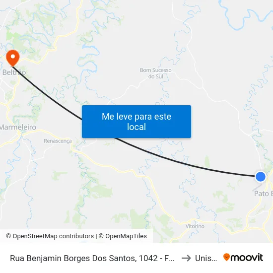 Rua Benjamin Borges Dos Santos, 1042 - Fadep to Unisep map
