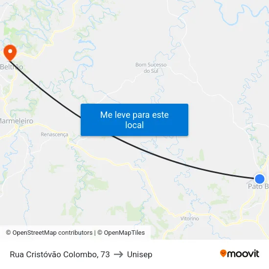 Rua Cristóvão Colombo, 73 to Unisep map