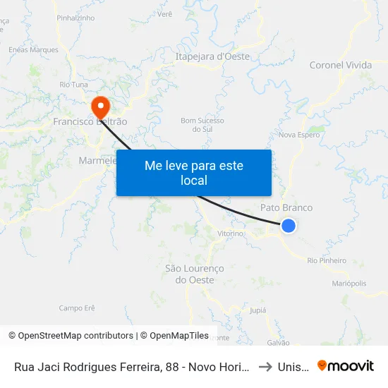 Rua Jaci Rodrigues Ferreira, 88 -  Novo Horizonte to Unisep map