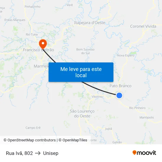 Rua Ivã, 802 to Unisep map