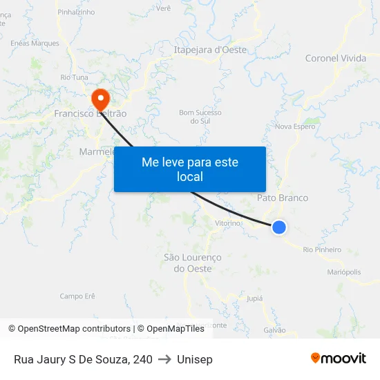 Rua Jaury S De Souza, 240 to Unisep map