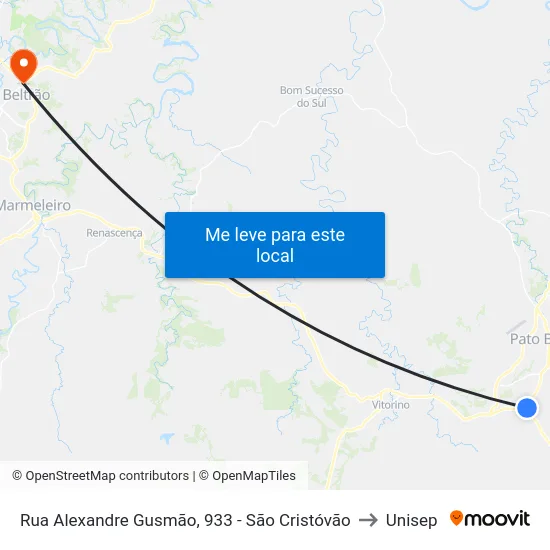 Rua Alexandre Gusmão, 933 - São Cristóvão to Unisep map