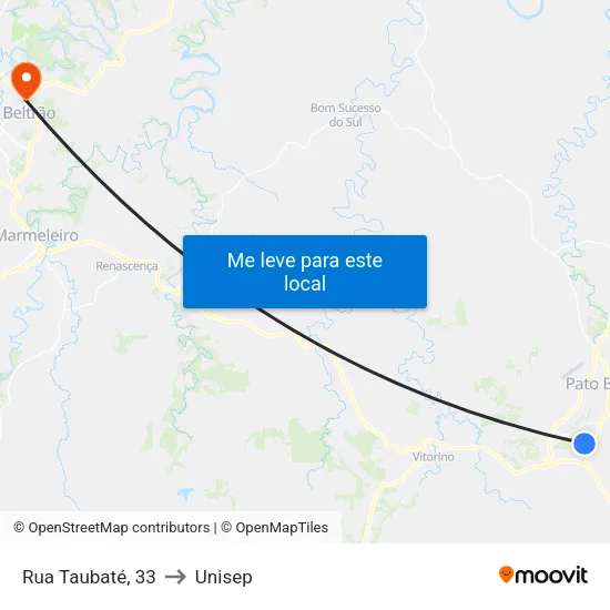 Rua Taubaté, 33 to Unisep map