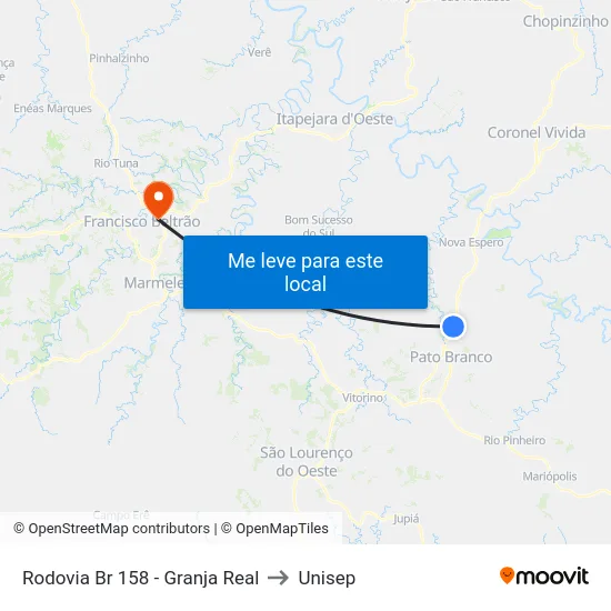 Rodovia Br 158 - Granja Real to Unisep map