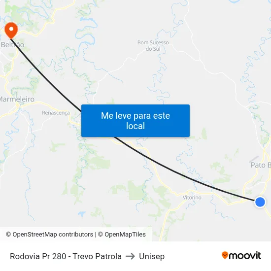 Rodovia Pr 280 - Trevo Patrola to Unisep map
