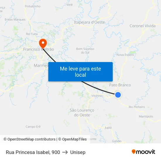 Rua Princesa Isabel, 900 to Unisep map
