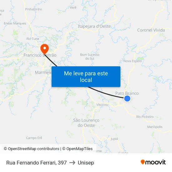 Rua Fernando Ferrari, 397 to Unisep map