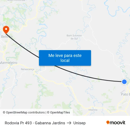 Rodovia Pr 493 - Gabanna Jardins to Unisep map