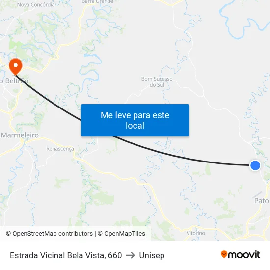 Estrada Vicinal Bela Vista, 660 to Unisep map