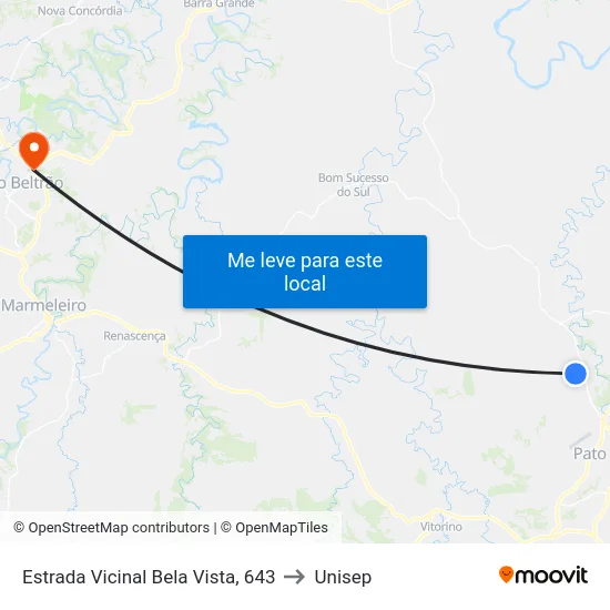 Estrada Vicinal Bela Vista, 643 to Unisep map