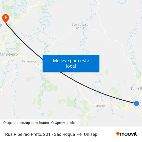 Rua Ribeirão Preto, 201 - São Roque to Unisep map