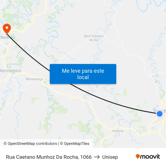 Rua Caetano Munhoz Da Rocha, 1066 to Unisep map
