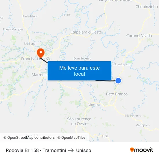Rodovia Br 158 - Tramontini to Unisep map
