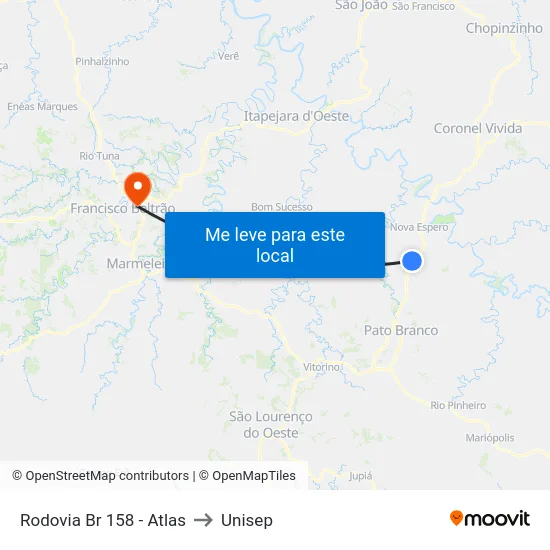 Rodovia Br 158 - Atlas to Unisep map