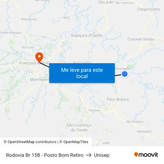 Rodovia Br 158 - Posto Bom Retiro to Unisep map