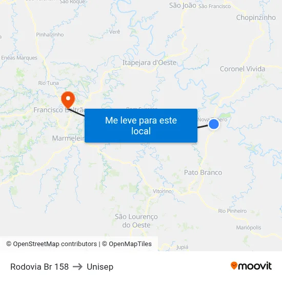 Rodovia Br 158 to Unisep map